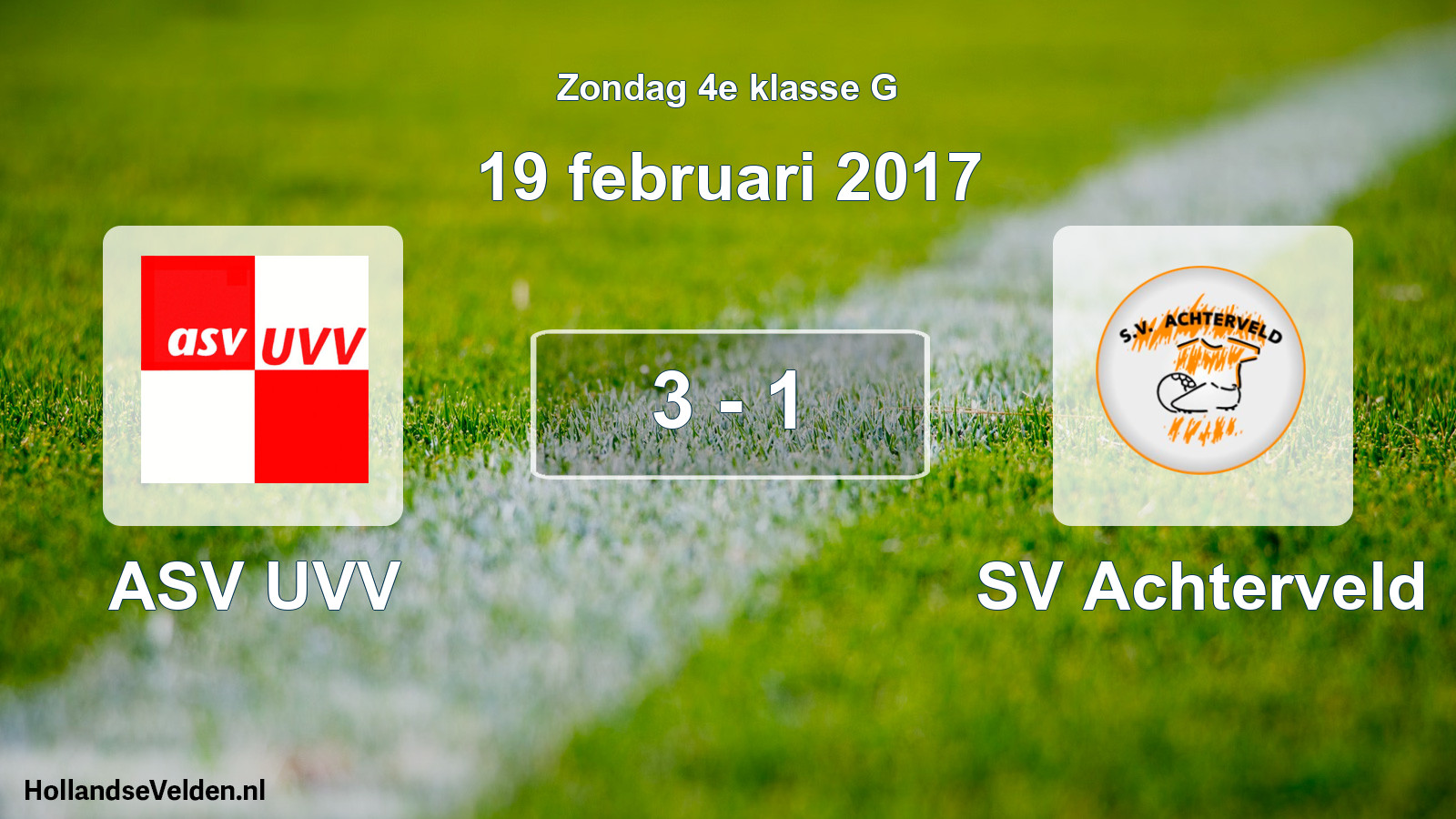 Total number of matches played: ASV UVV - SV Achterveld 3 - 1 (19 February 2017)