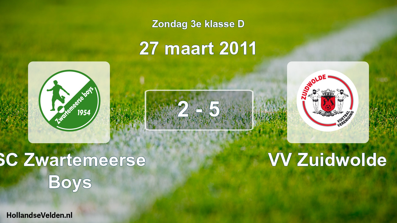 Total number of matches played: SC Zwartemeerse Boys - VV Zuidwolde 2 - 5 (27 March 2011)