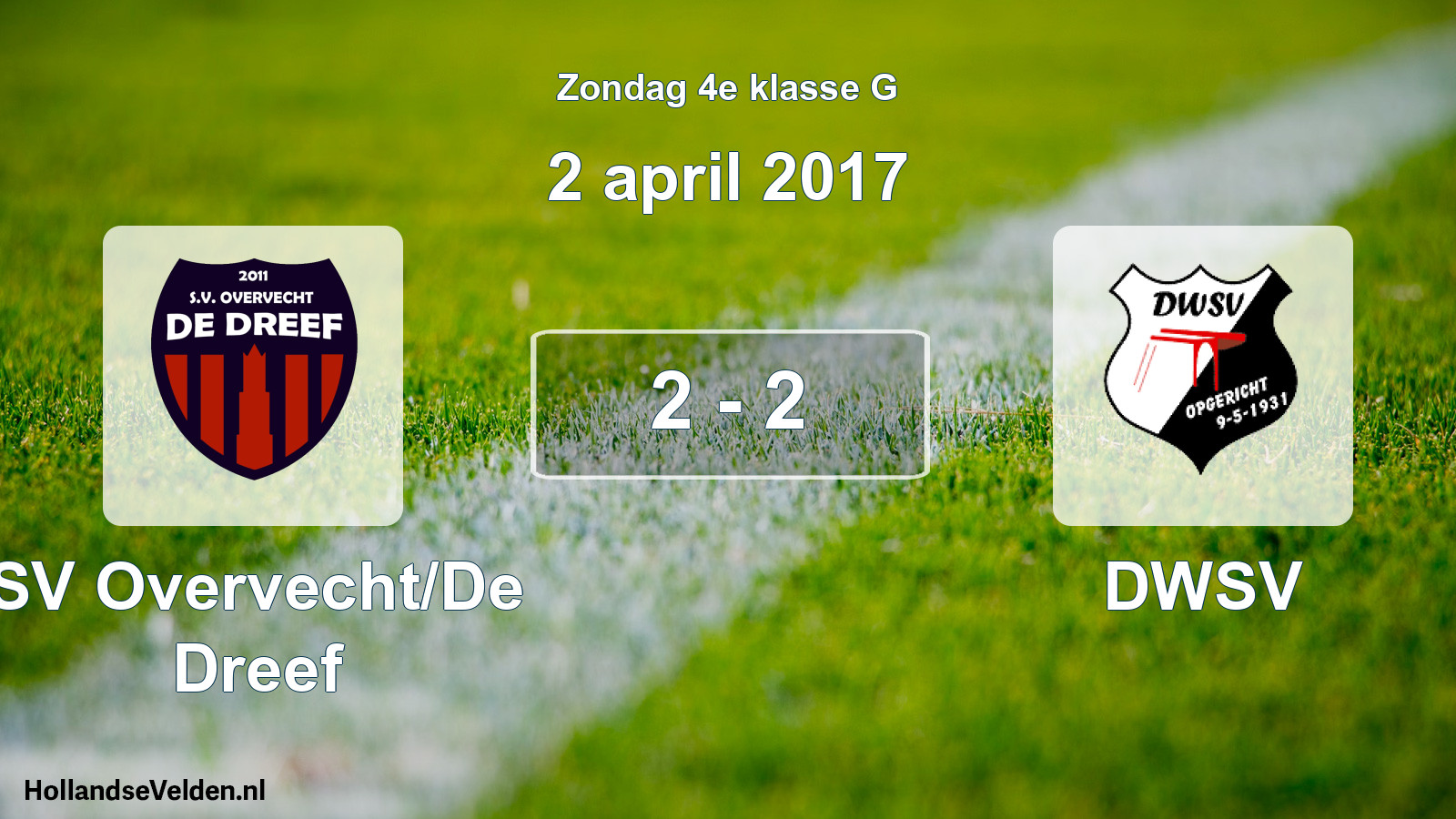 Total number of matches played: SV Overvecht/De Dreef - DWSV 2 - 2 (2 April 2017)