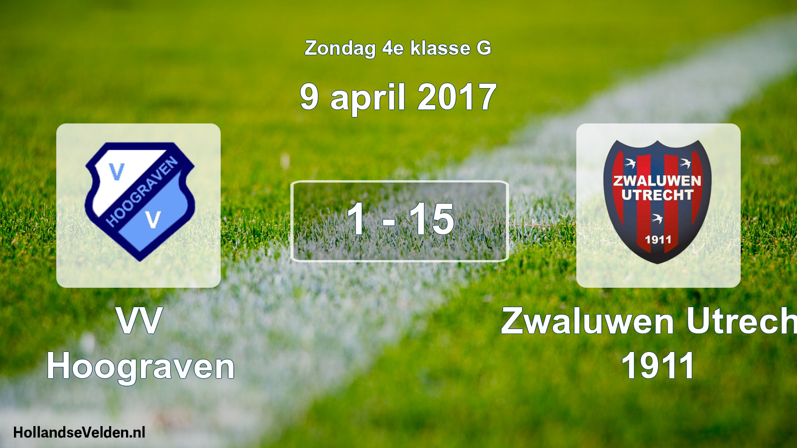 Total number of matches played: VV Hoograven - Zwaluwen Utrecht 1911 1 - 15 (9 April 2017)