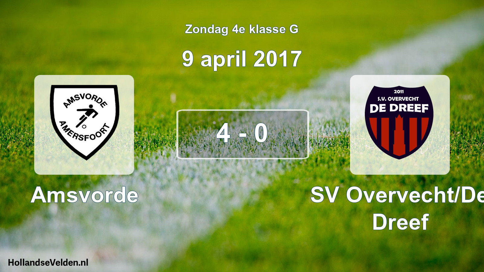 Total number of matches played: Amsvorde - SV Overvecht/De Dreef 4 - 0 (9 April 2017)