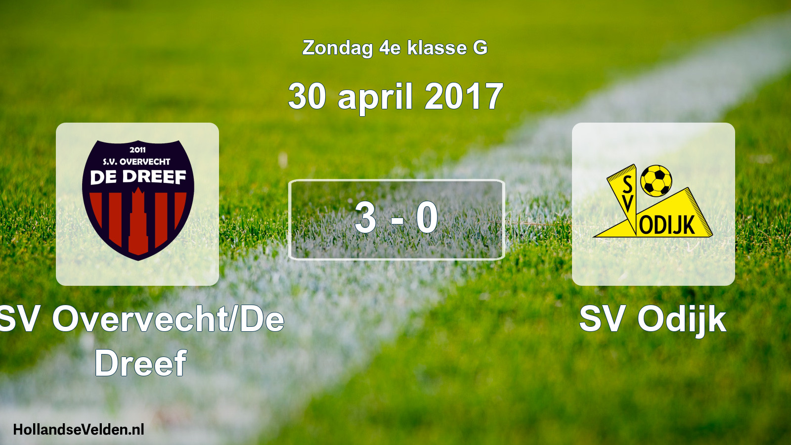 Total number of matches played: SV Overvecht/De Dreef - SV Odijk 3 - 0 (30 April 2017)