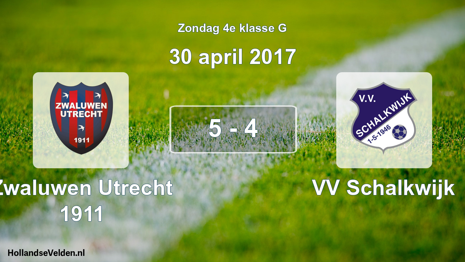 Total number of matches played: Zwaluwen Utrecht 1911 - VV Schalkwijk 5 - 4 (30 April 2017)