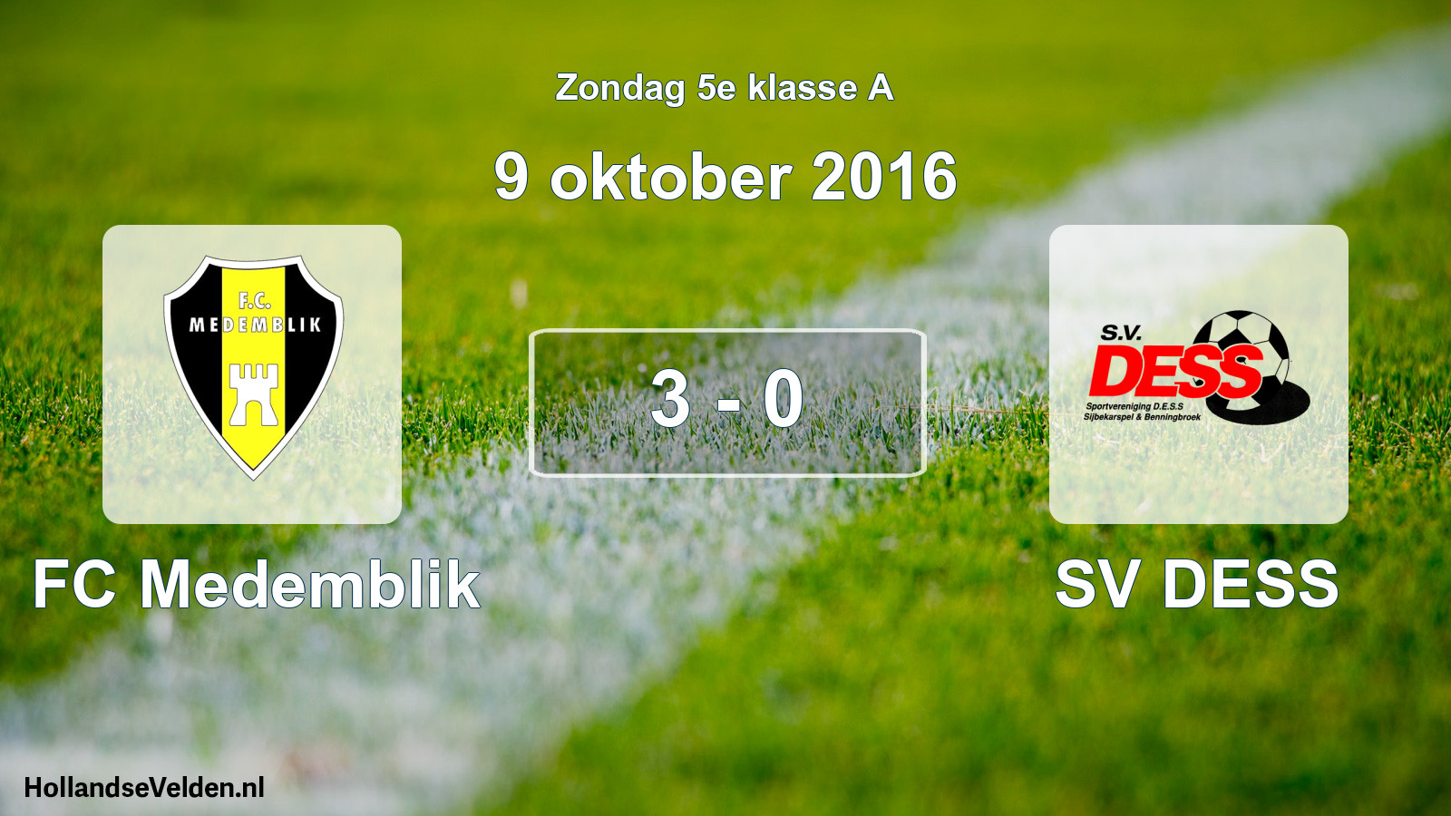 Total number of matches played: FC Medemblik - SV DESS 3 - 0 (9 October 2016)