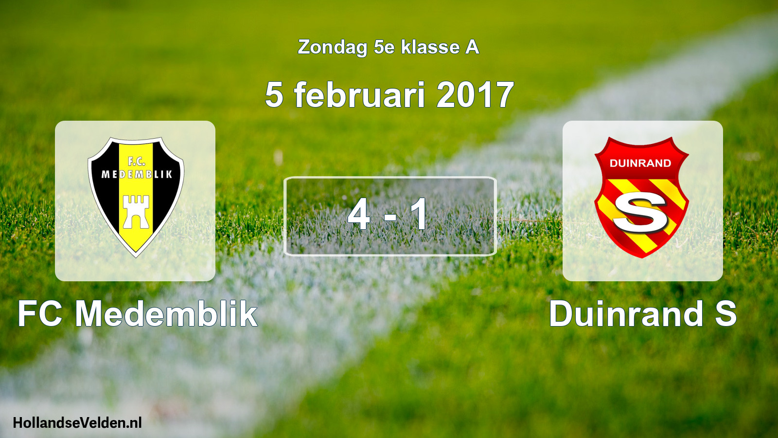 Total number of matches played: FC Medemblik - Duinrand S 4 - 1 (5 February 2017)