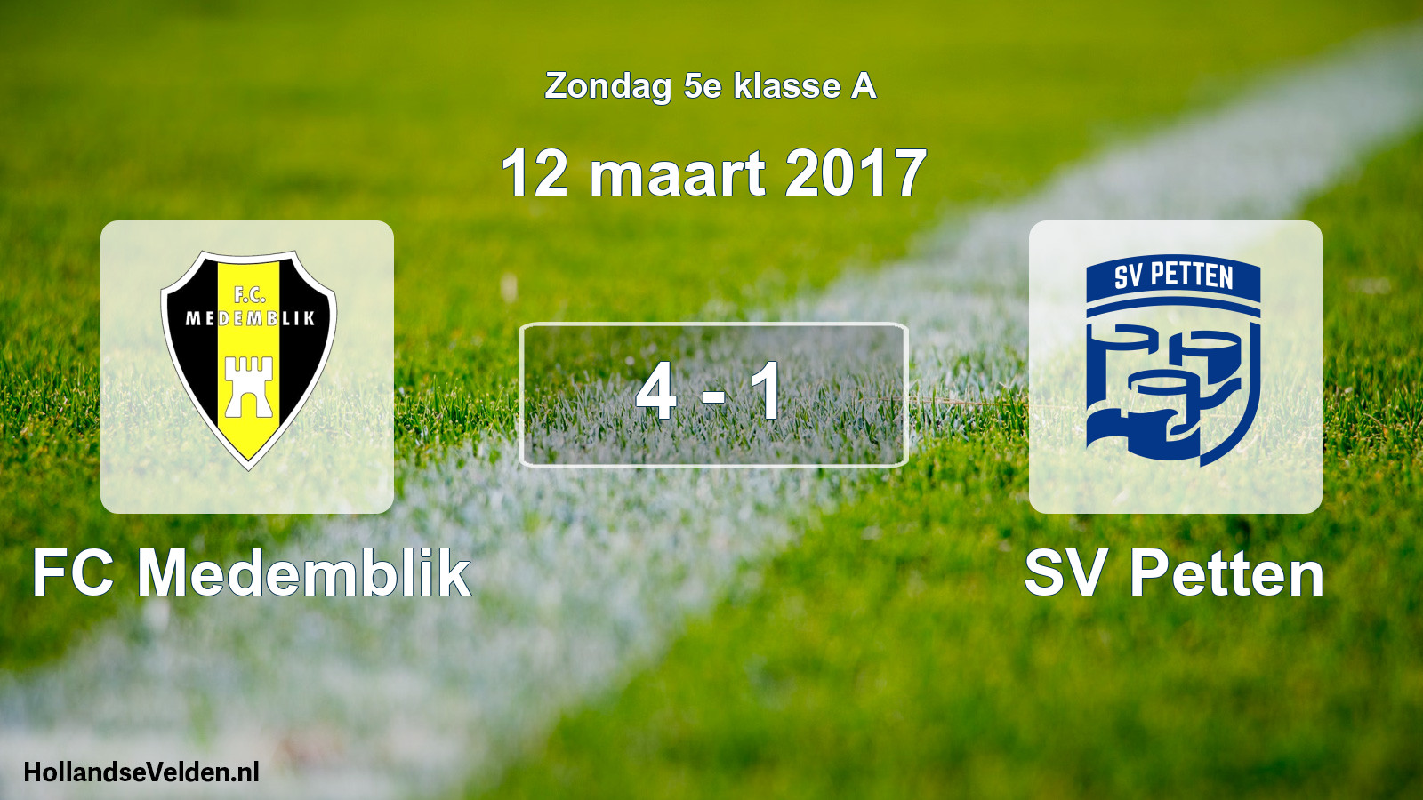 Total number of matches played: FC Medemblik - SV Petten 4 - 1 (12 March 2017)