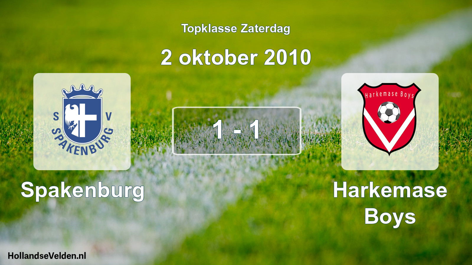 Total number of matches played: Spakenburg - Harkemase Boys 1 - 1 (2 October 2010)