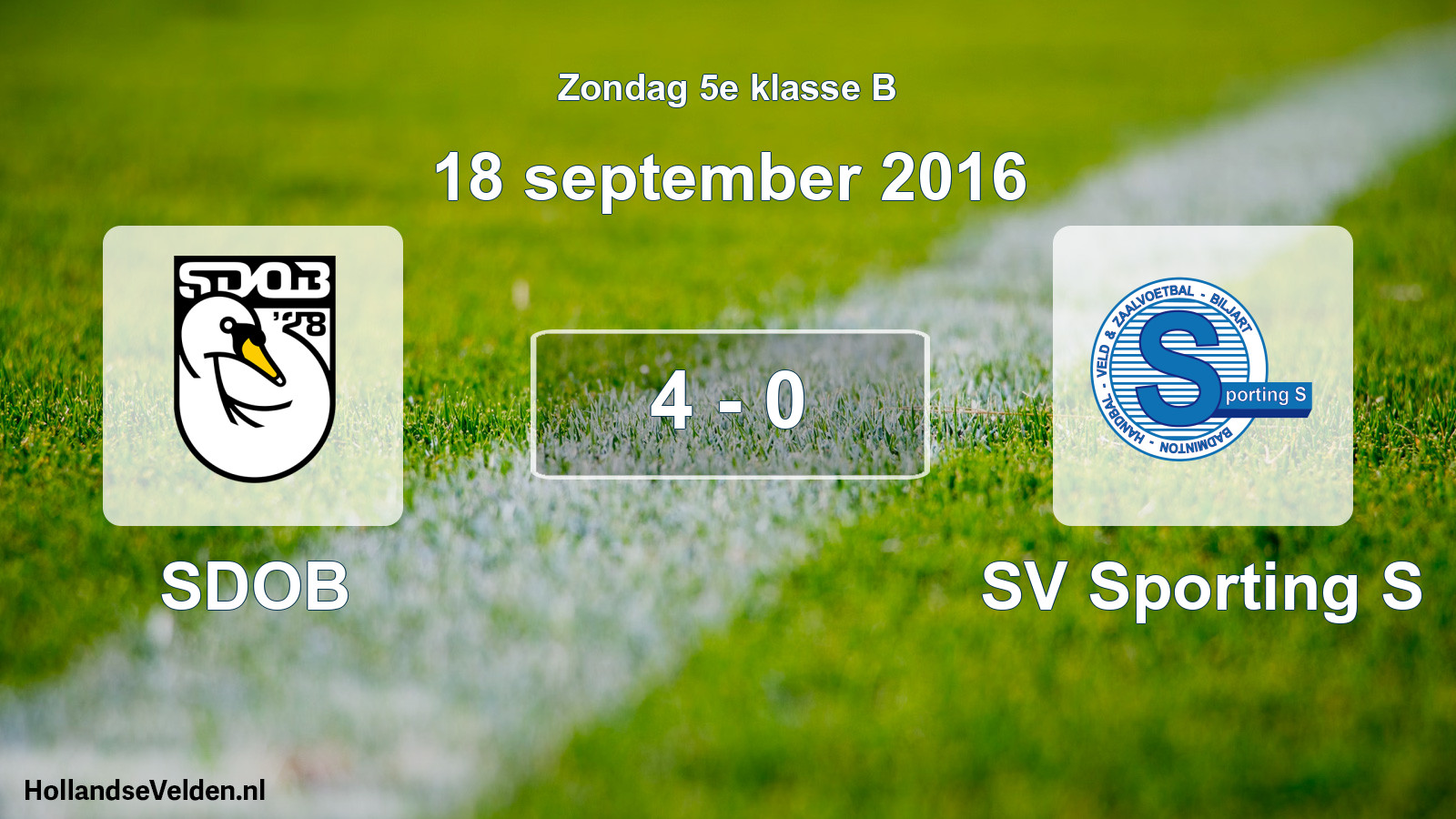 Total number of matches played: SDOB - SV Sporting S 4 - 0 (18 September 2016)