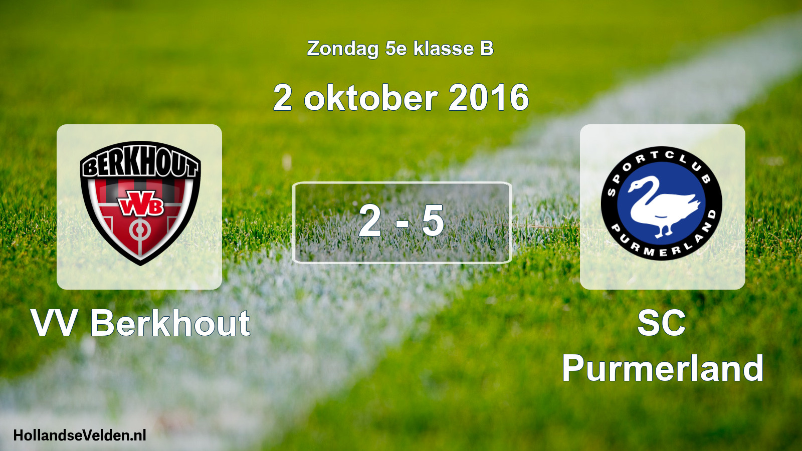 Total number of matches played: VV Berkhout - SC Purmerland 2 - 5 (2 October 2016)