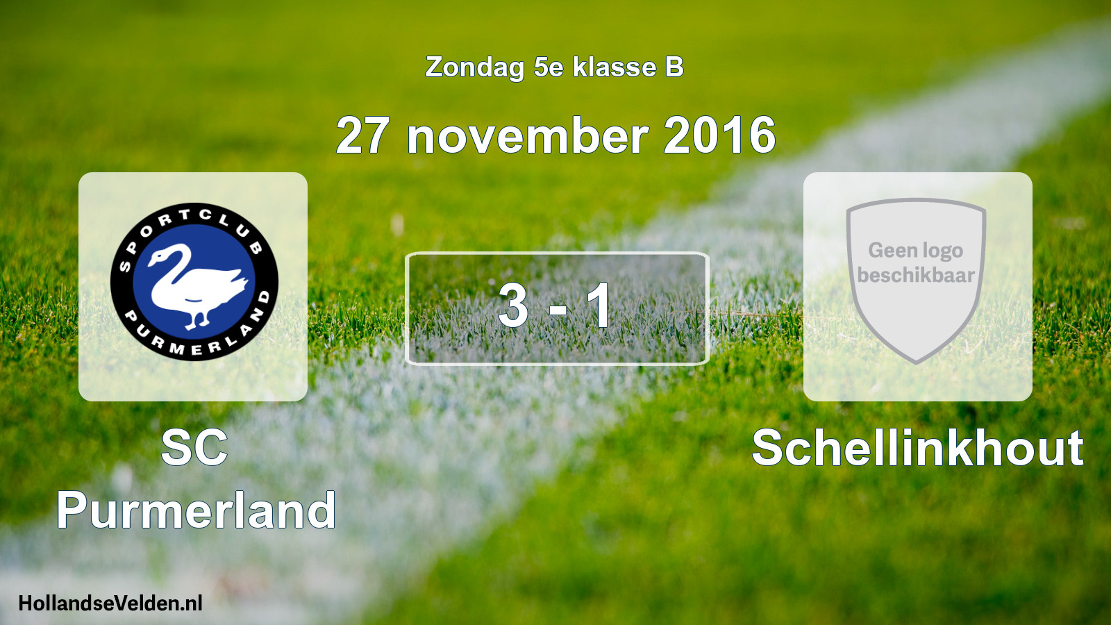 Total number of matches played: SC Purmerland - Schellinkhout 3 - 1 (27 November 2016)
