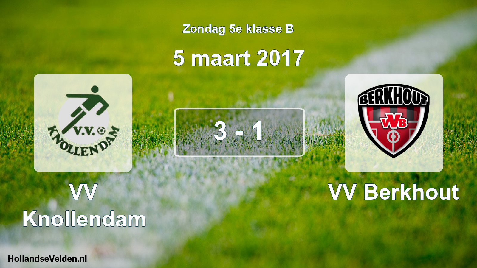 Total number of matches played: VV Knollendam - VV Berkhout 3 - 1 (5 March 2017)