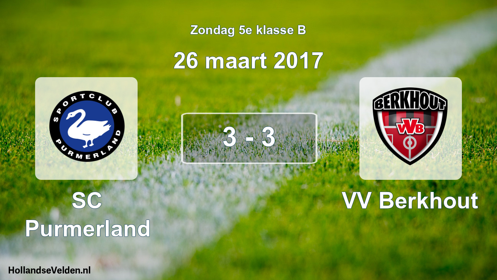 Total number of matches played: SC Purmerland - VV Berkhout 3 - 3 (26 March 2017)