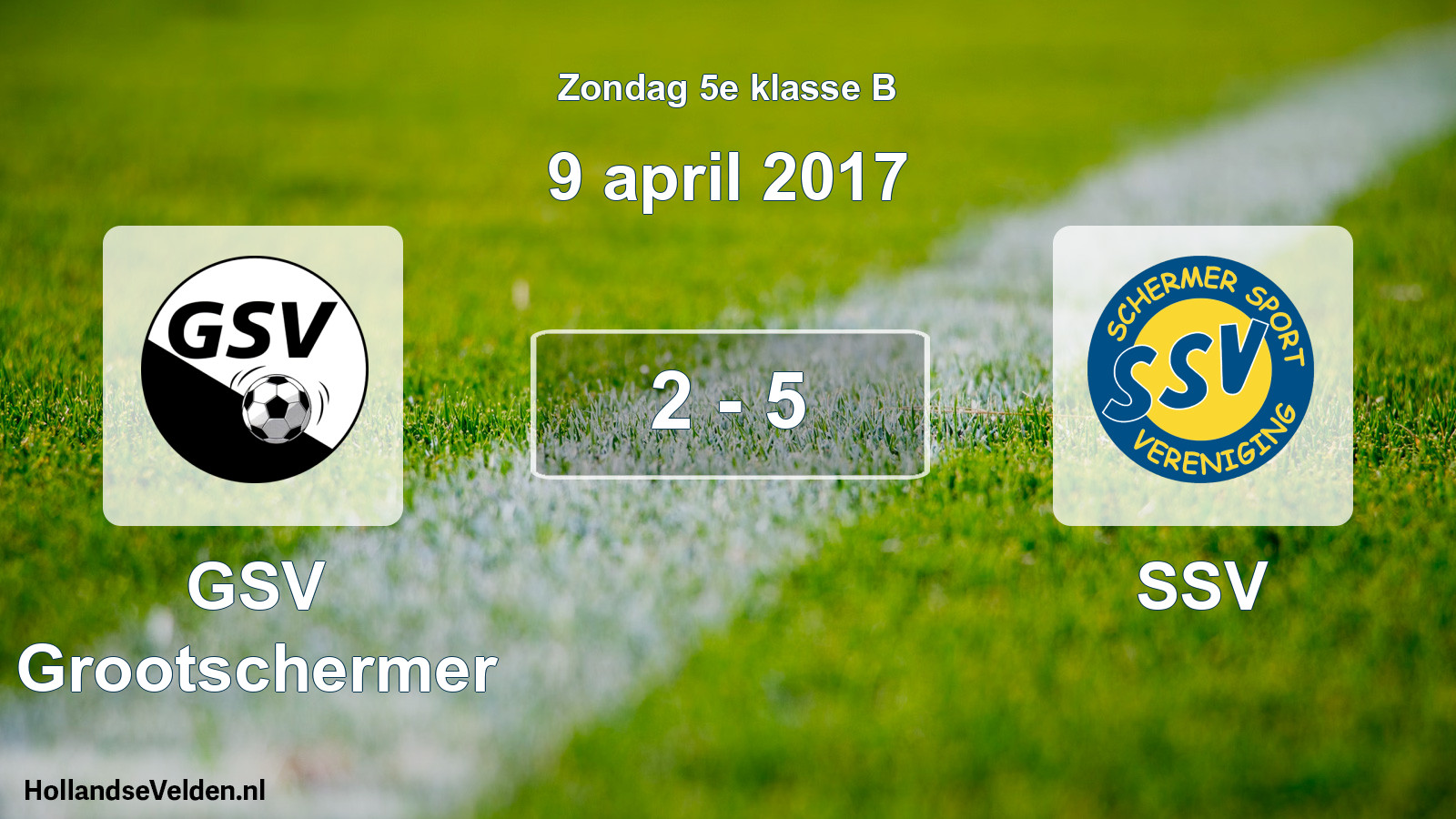 Total number of matches played: GSV Grootschermer - SSV 2 - 5 (9 April 2017)