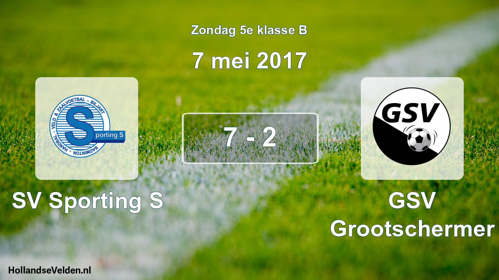 Total number of matches played: SV Sporting S - GSV Grootschermer 7 - 2 (7 May 2017)