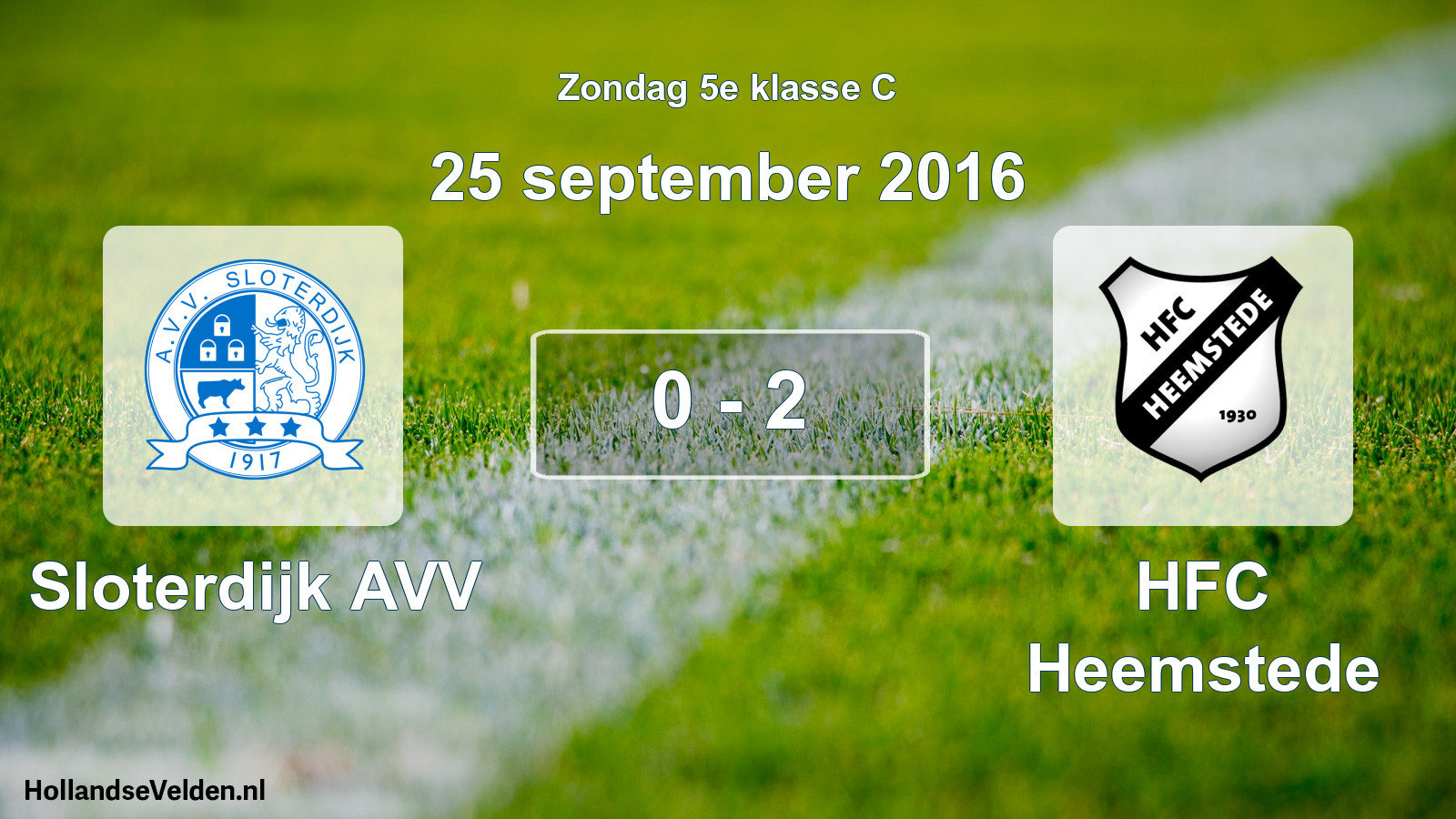 Total number of matches played: Sloterdijk AVV - HFC Heemstede 0 - 2 (25 September 2016)