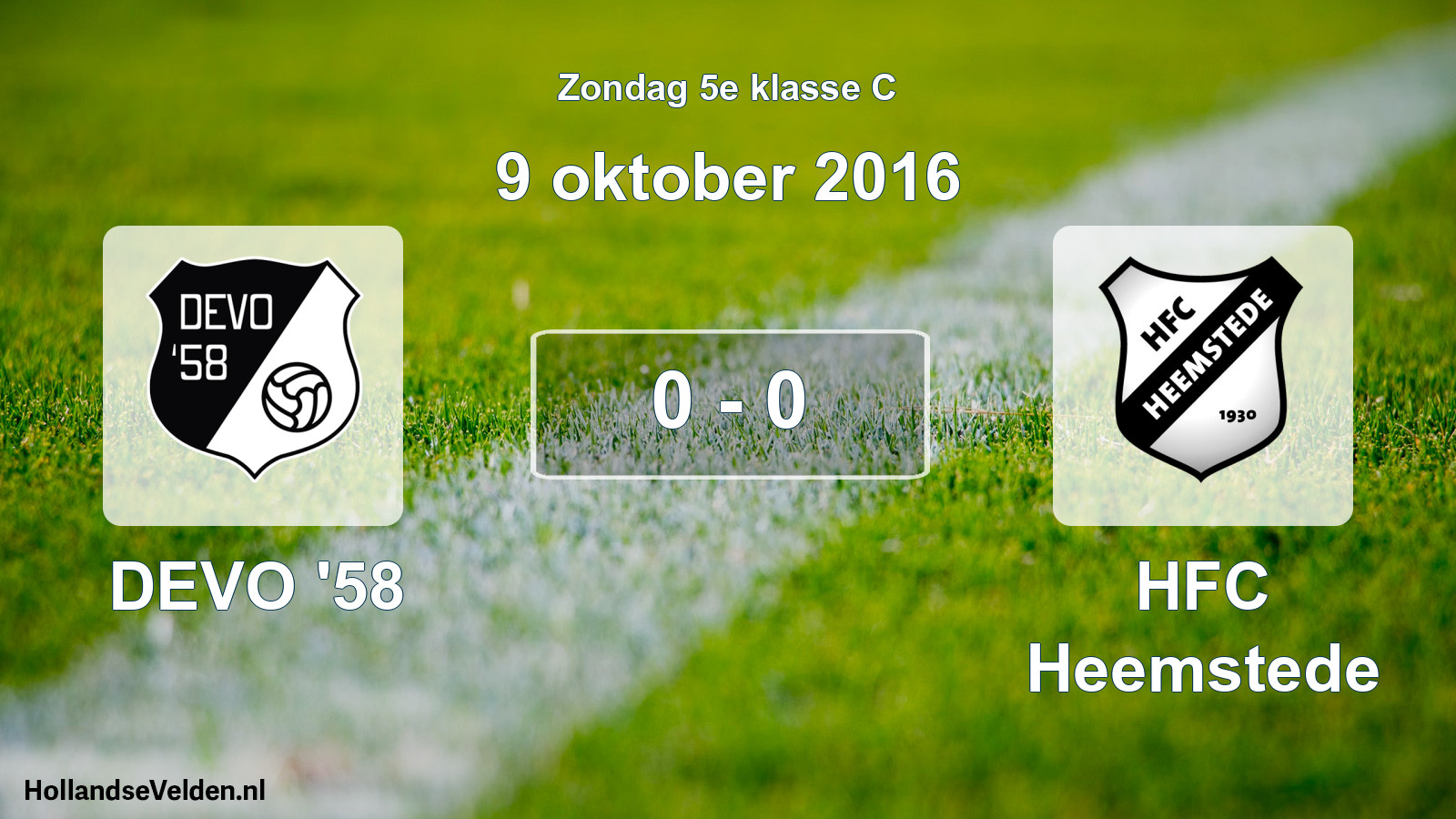 Total number of matches played: DEVO '58 - HFC Heemstede 0 - 0 (9 October 2016)