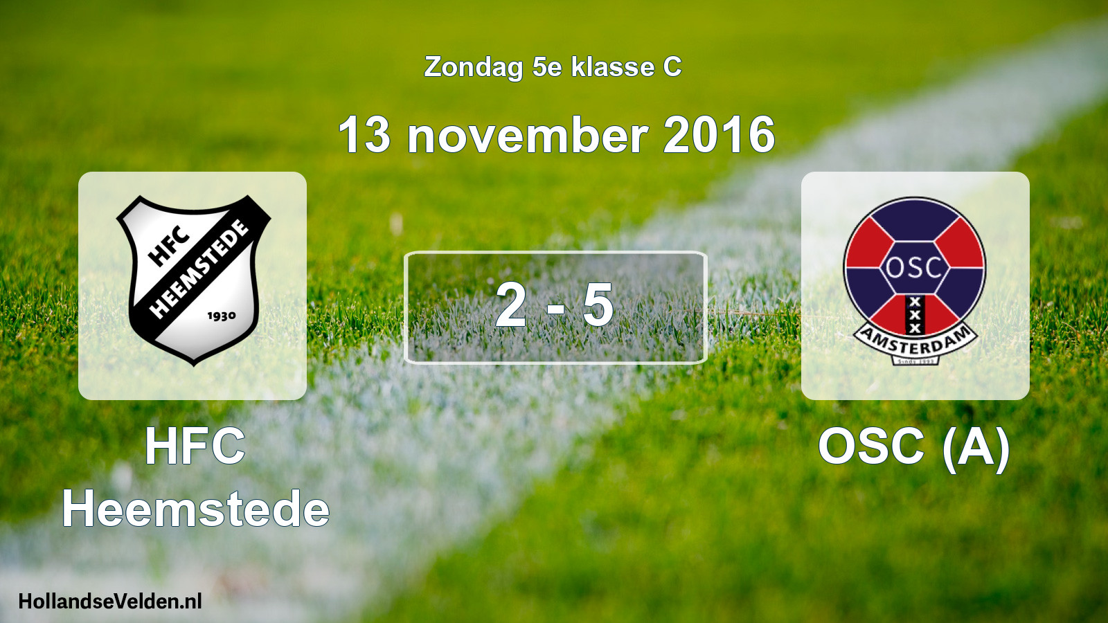 Total number of matches played: HFC Heemstede - OSC (A) 2 - 5 (13 November 2016)