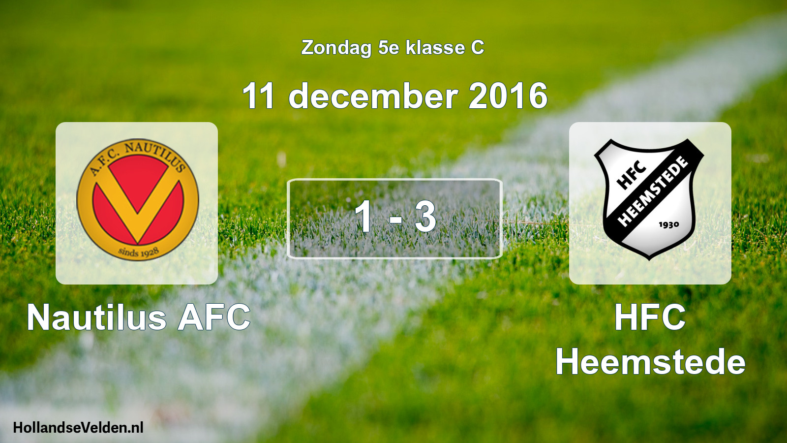 Total number of matches played: Nautilus AFC - HFC Heemstede 1 - 3 (11 December 2016)