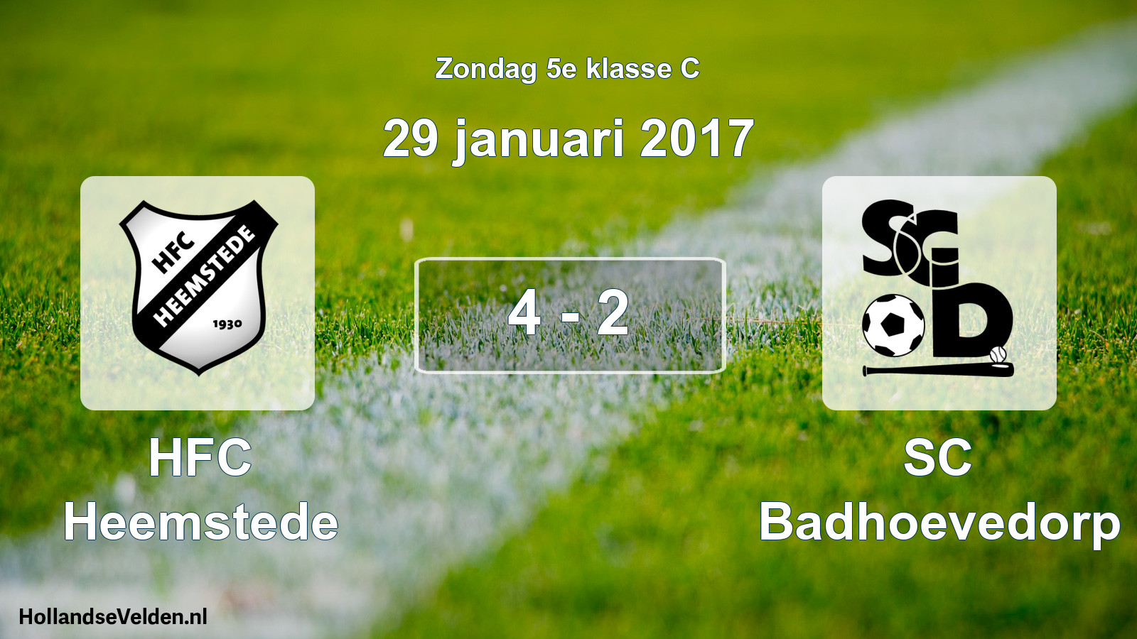 Total number of matches played: HFC Heemstede - SC Badhoevedorp 4 - 2 (29 January 2017)