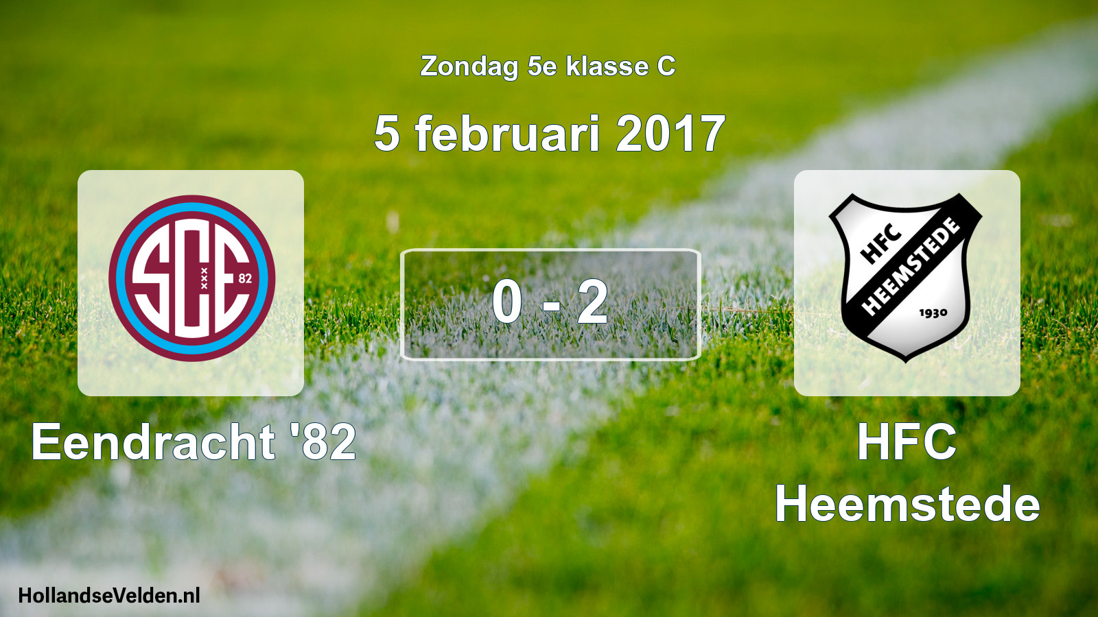 Total number of matches played: Eendracht '82 - HFC Heemstede 0 - 2 (5 February 2017)