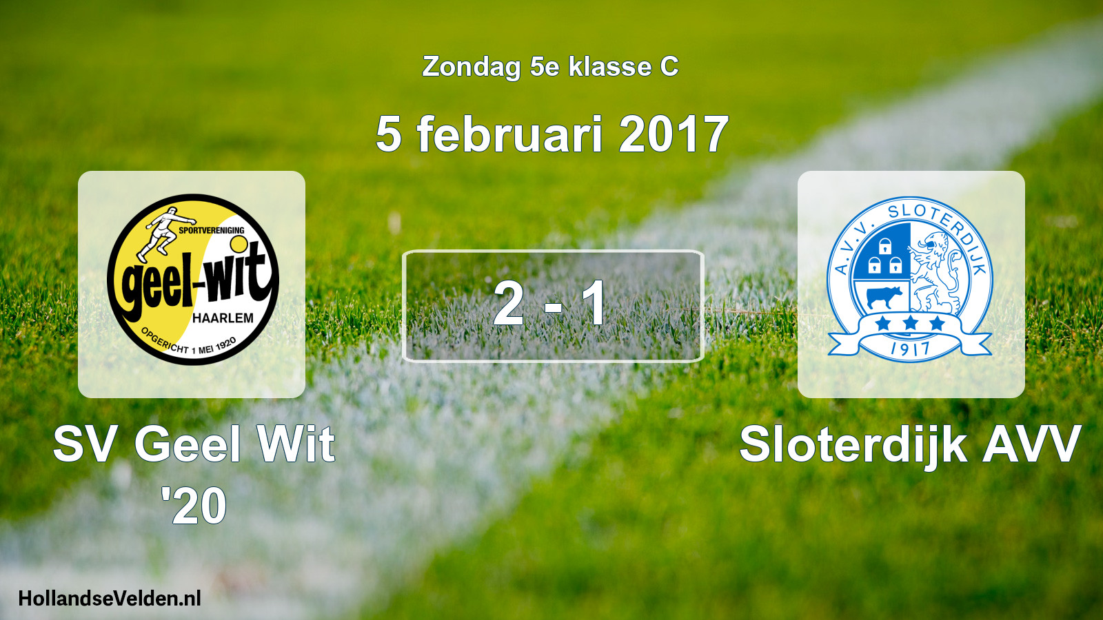 Total number of matches played: SV Geel Wit '20 - Sloterdijk AVV 2 - 1 (5 February 2017)