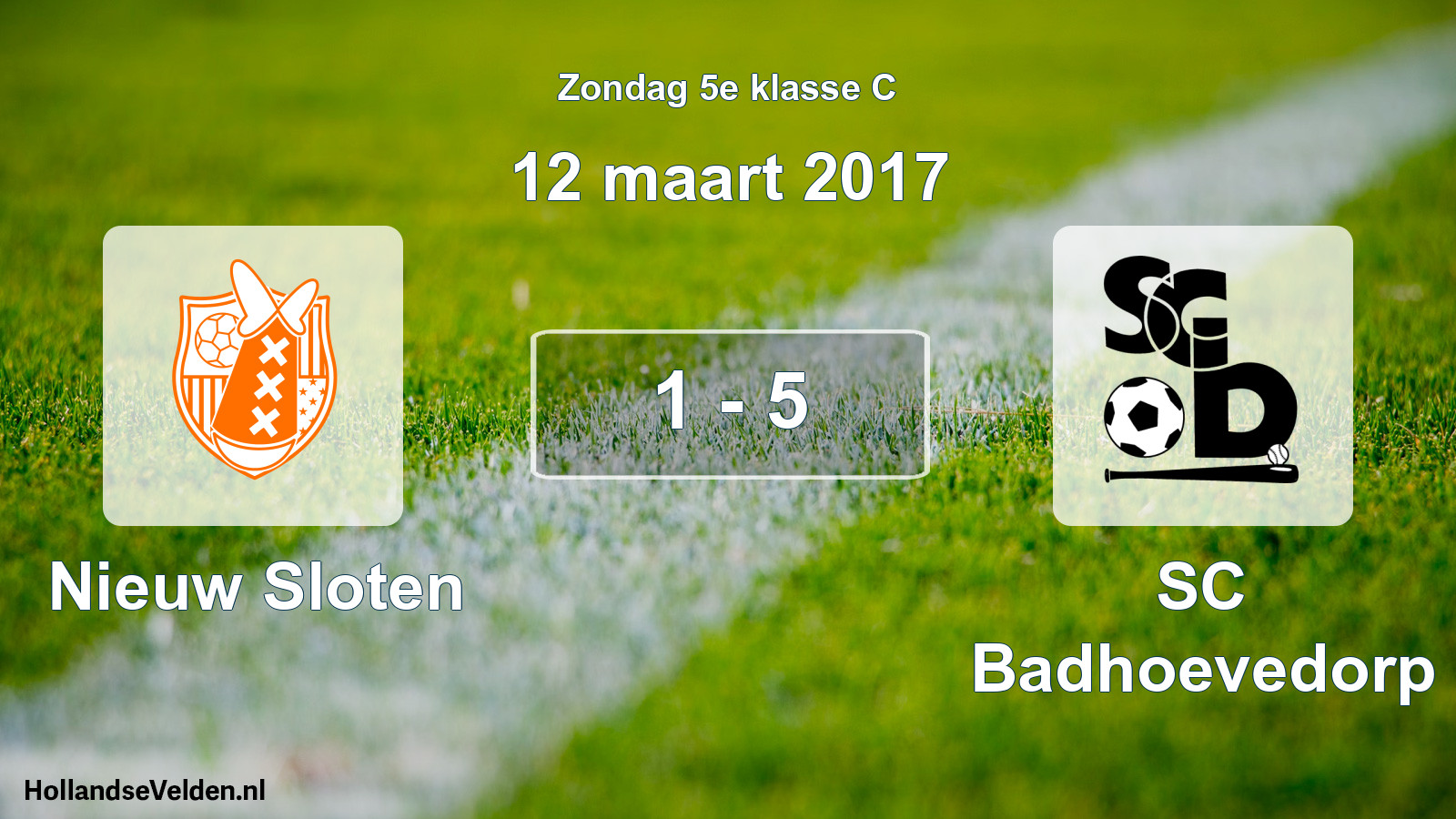 Total number of matches played: Nieuw Sloten - SC Badhoevedorp 1 - 5 (12 March 2017)