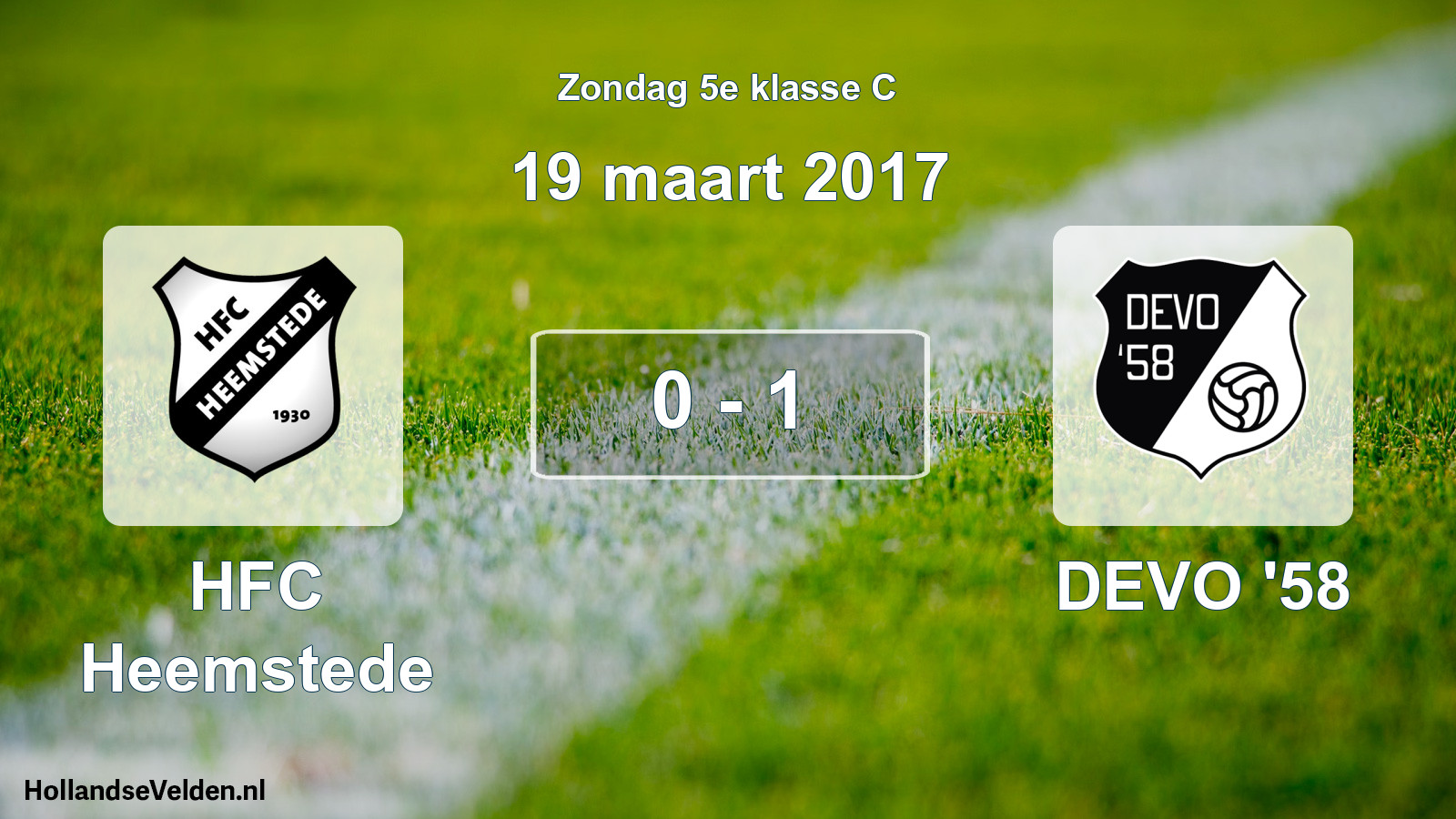 Total number of matches played: HFC Heemstede - DEVO '58 0 - 1 (19 March 2017)