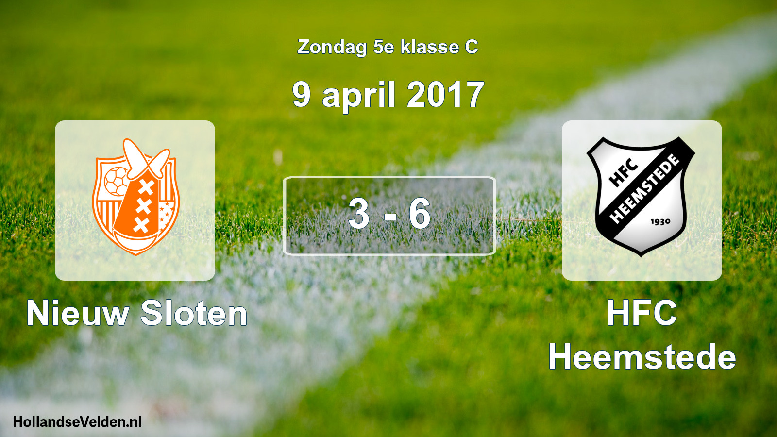 Total number of matches played: Nieuw Sloten - HFC Heemstede 3 - 6 (9 April 2017)