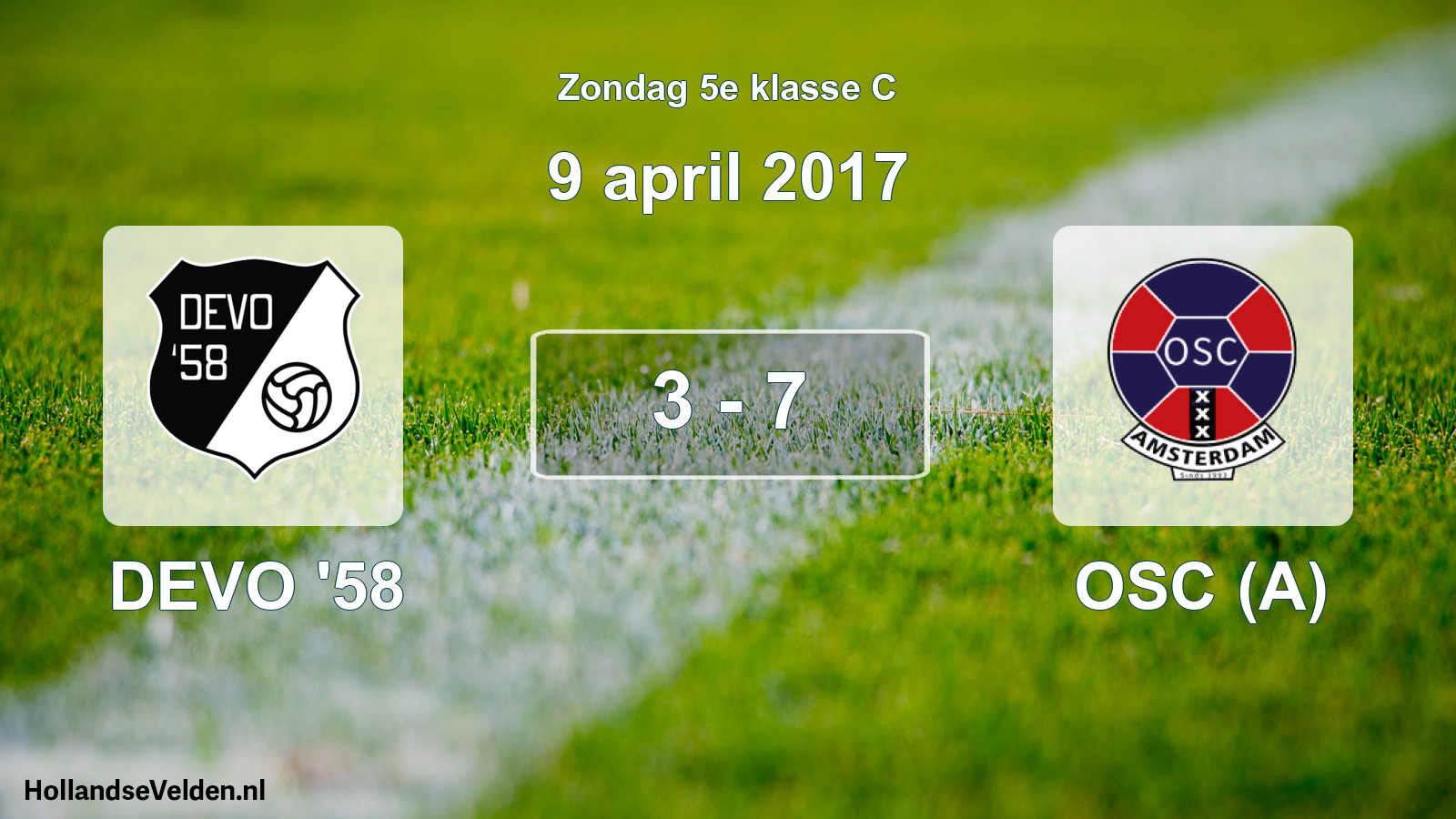 Total number of matches played: DEVO '58 - OSC (A) 3 - 7 (9 April 2017)