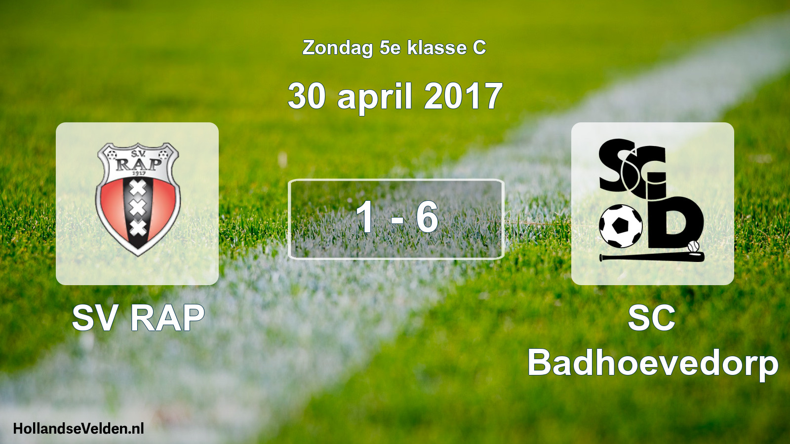 Total number of matches played: SV RAP - SC Badhoevedorp 1 - 6 (30 April 2017)