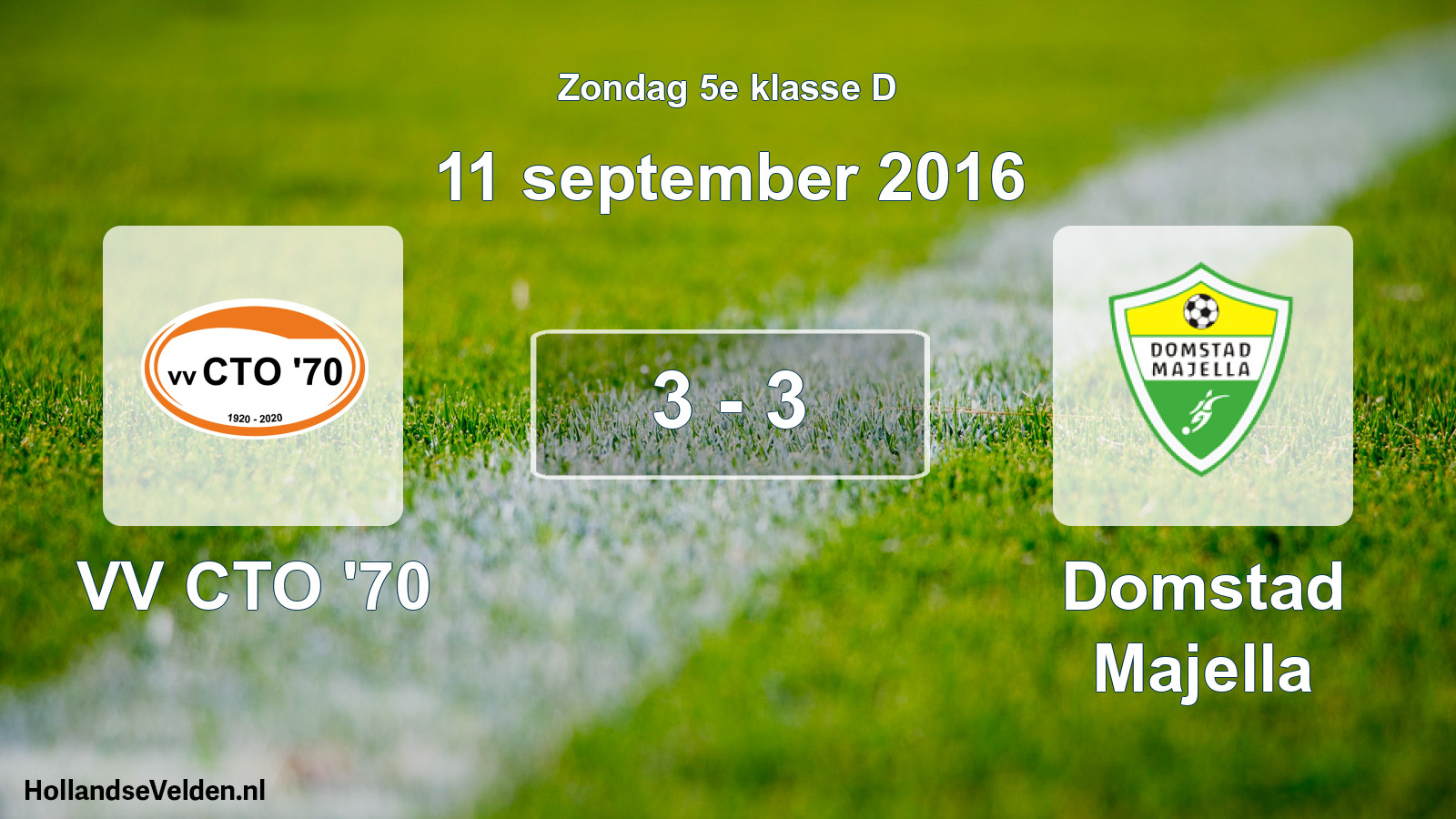 Total number of matches played: VV CTO '70 - Domstad Majella 3 - 3 (11 September 2016)