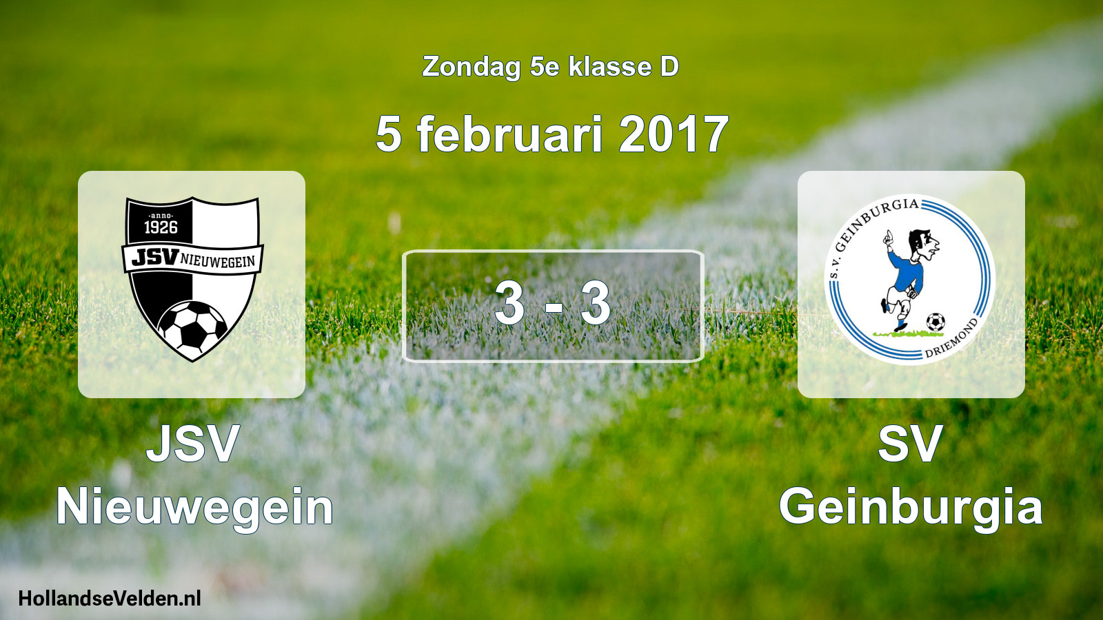 Total number of matches played: JSV Nieuwegein - SV Geinburgia 3 - 3 (5 February 2017)