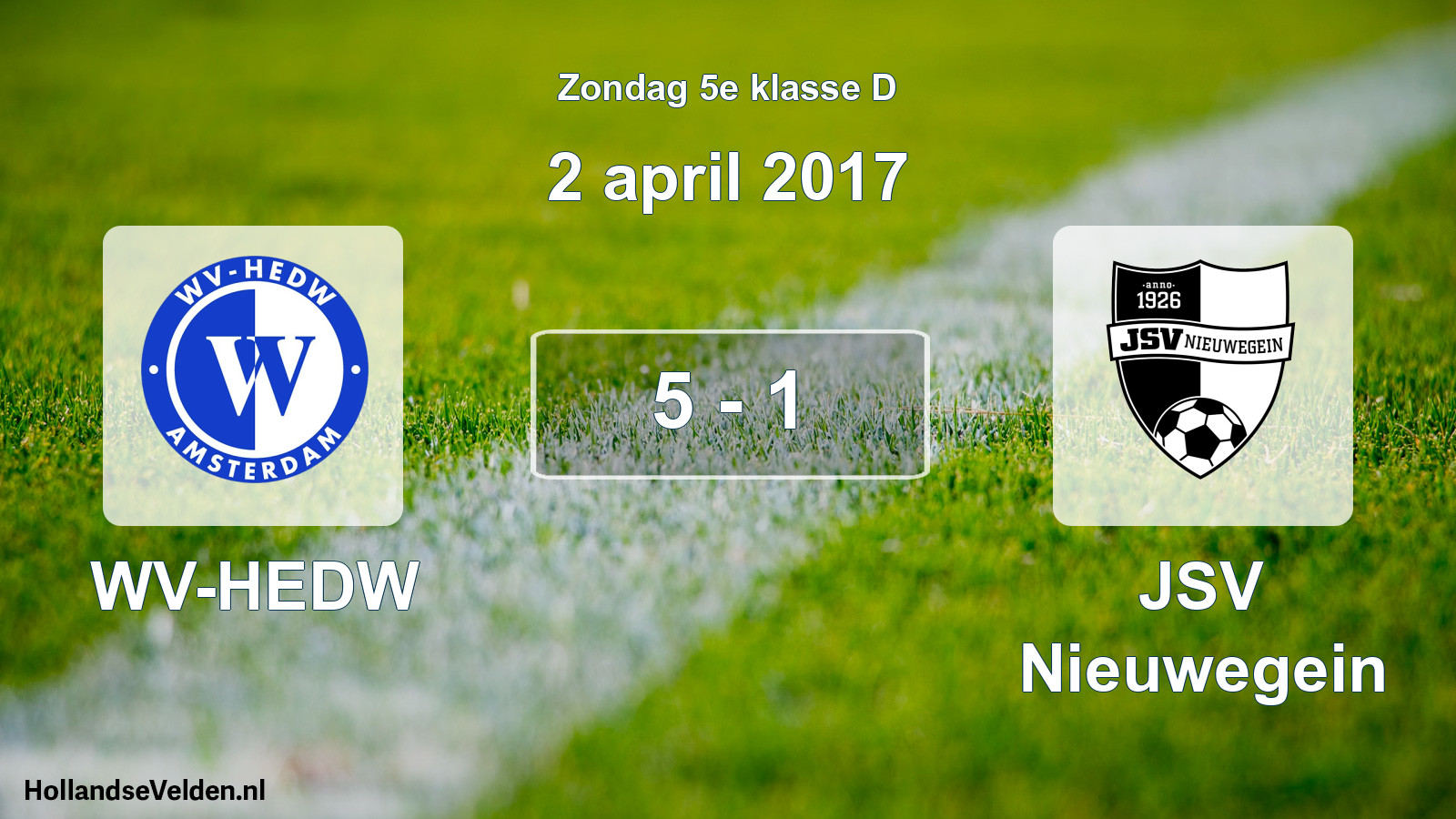 Total number of matches played: WV-HEDW - JSV Nieuwegein 5 - 1 (2 April 2017)