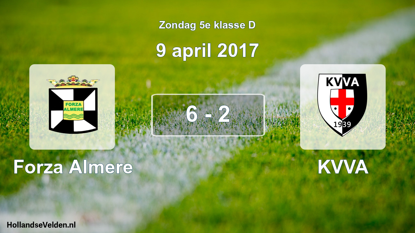 Total number of matches played: Forza Almere - KVVA 6 - 2 (9 April 2017)
