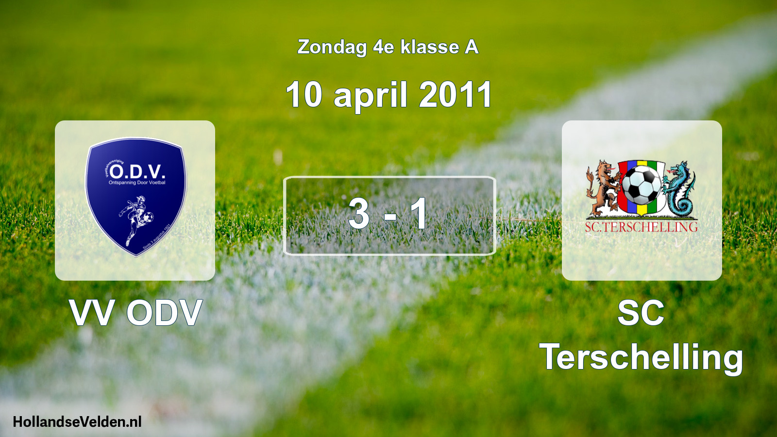 Total number of matches played: VV ODV - SC Terschelling 3 - 1 (10 April 2011)