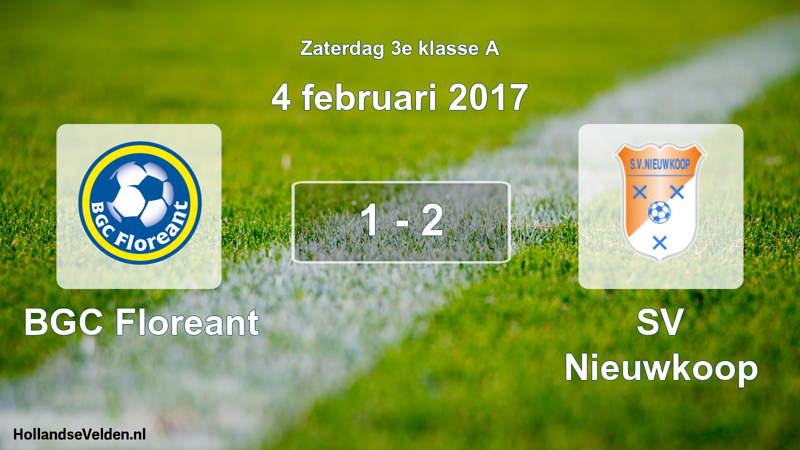 Total number of matches played: BGC Floreant - SV Nieuwkoop 1 - 2 (4 February 2017)
