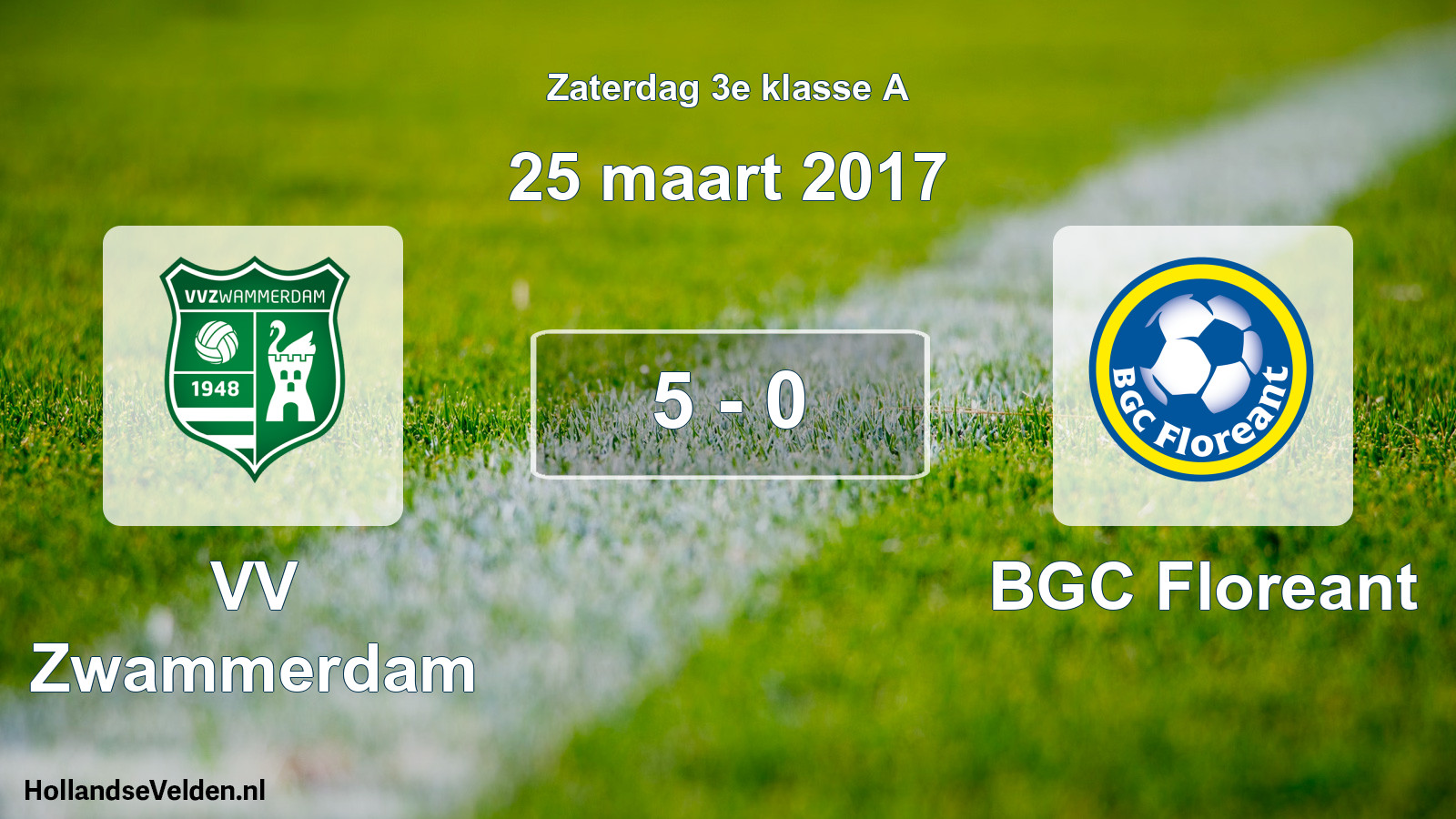 Total number of matches played: VV Zwammerdam - BGC Floreant 5 - 0 (25 March 2017)