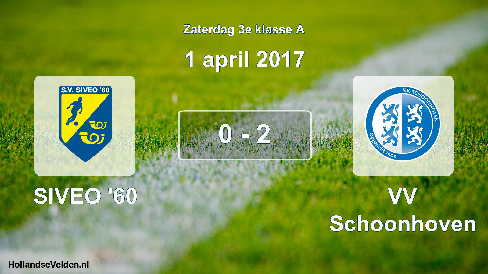 Total number of matches played: SIVEO '60 - VV Schoonhoven 0 - 2 (1 April 2017)
