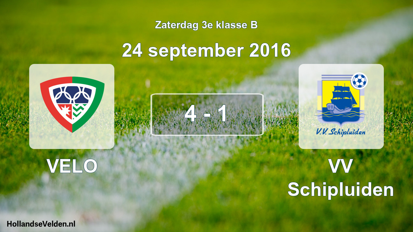 Total number of matches played: VELO - VV Schipluiden 4 - 1 (24 September 2016)