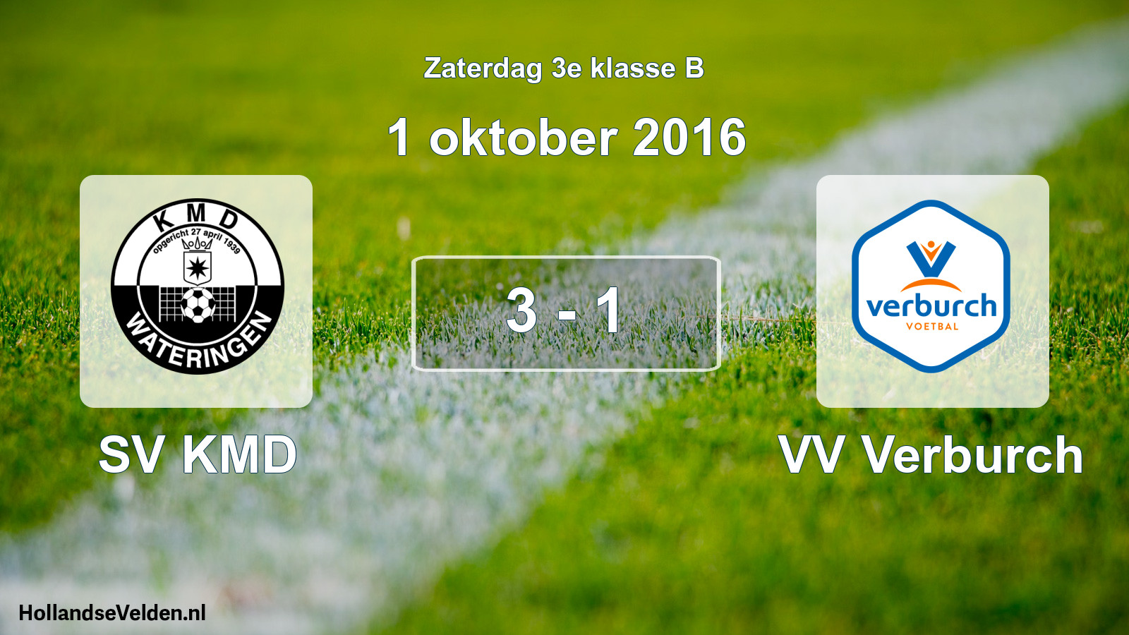 Total number of matches played: SV KMD - VV Verburch 3 - 1 (1 October 2016)