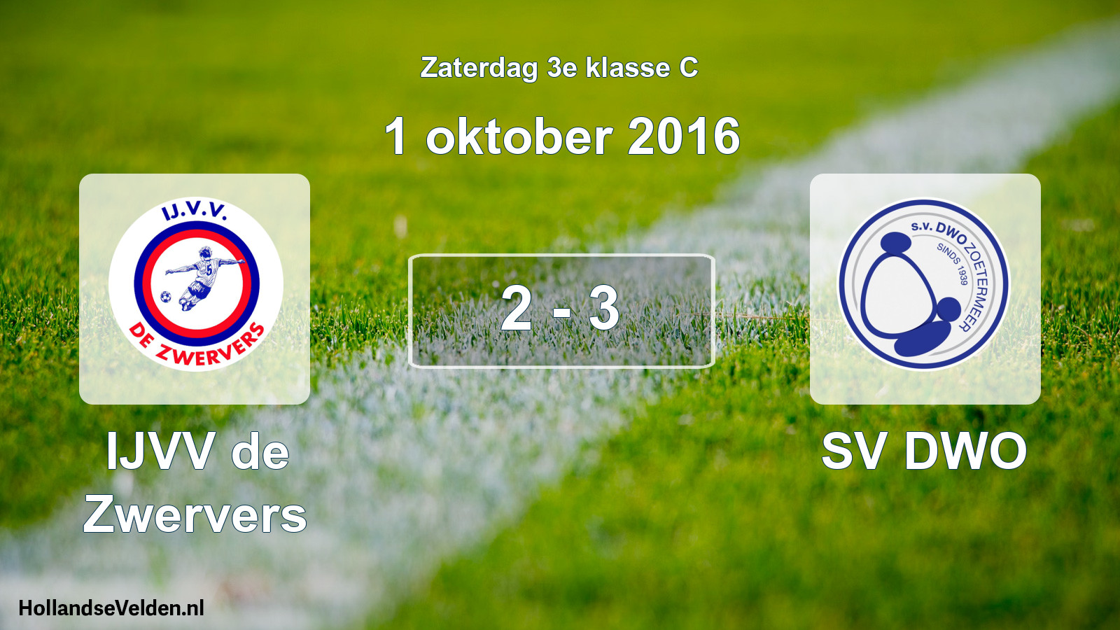Total number of matches played: IJVV de Zwervers - SV DWO 2 - 3 (1 October 2016)