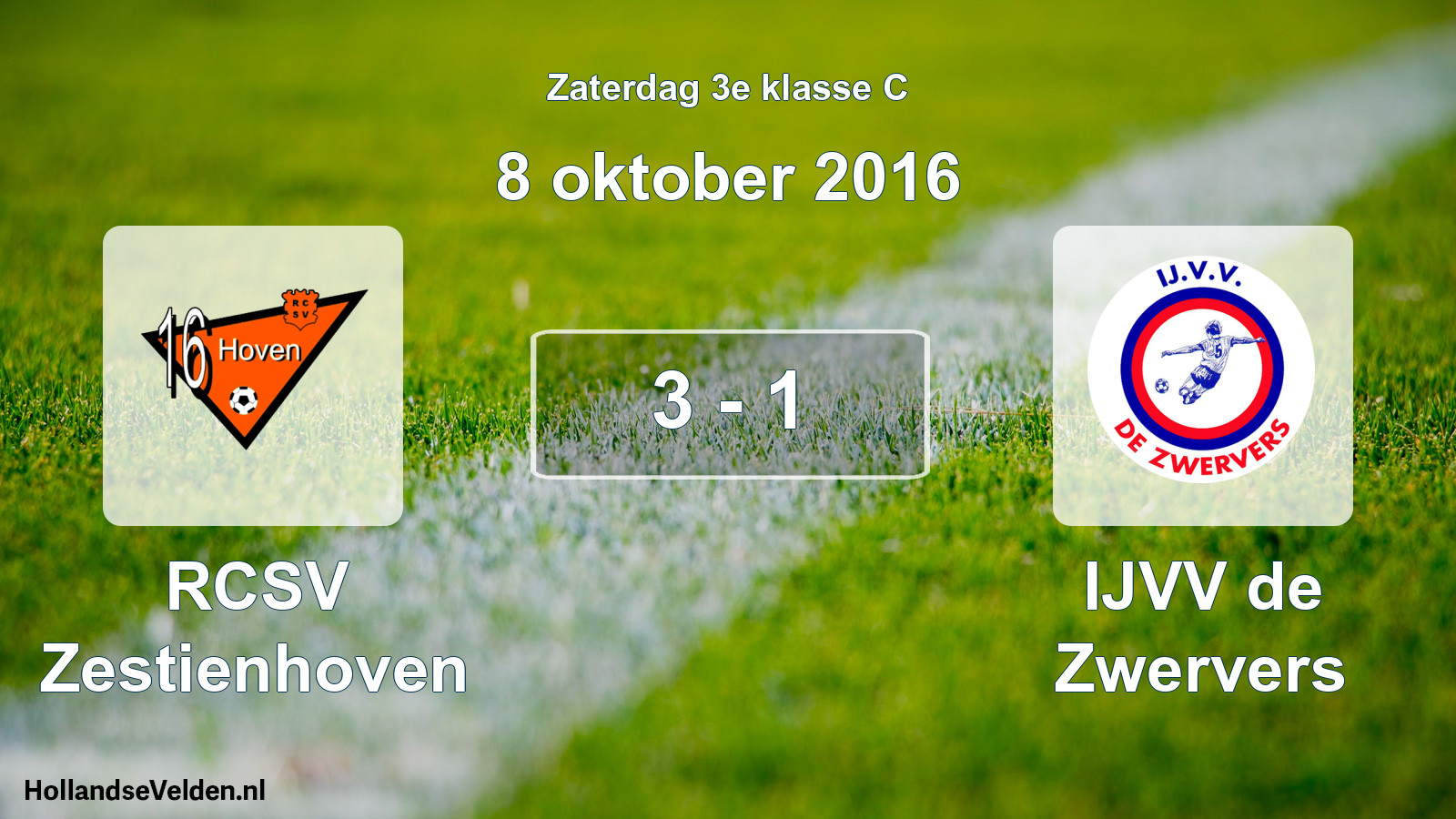 Total number of matches played: RCSV Zestienhoven - IJVV de Zwervers 3 - 1 (8 October 2016)