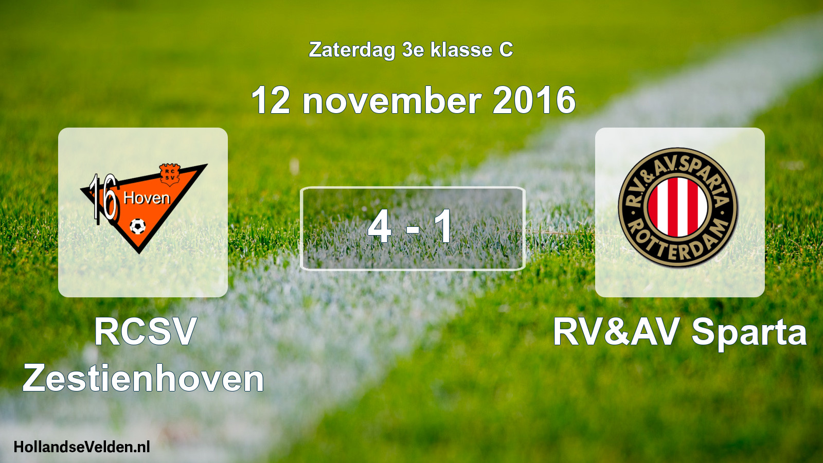 Total number of matches played: RCSV Zestienhoven - RV&AV Sparta 4 - 1 (12 November 2016)