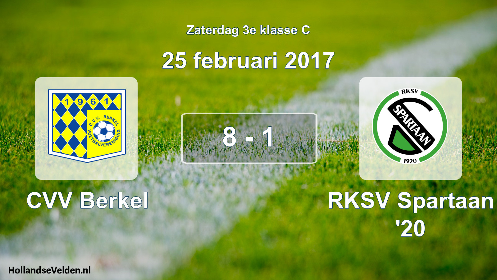 Total number of matches played: CVV Berkel - RKSV Spartaan '20 8 - 1 (25 February 2017)