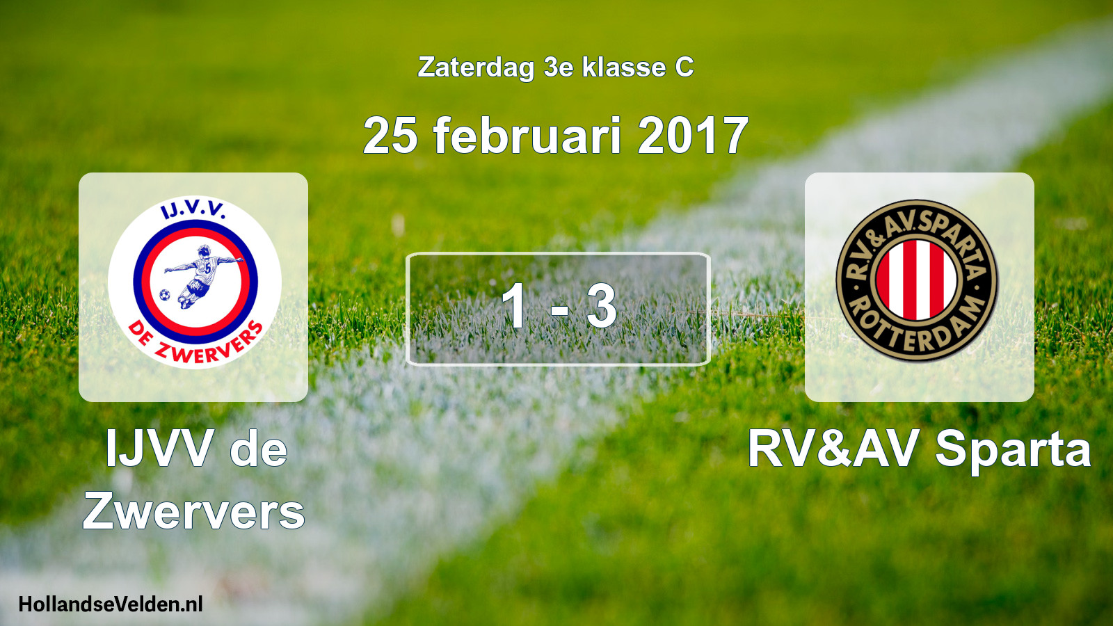 Total number of matches played: IJVV de Zwervers - RV&AV Sparta 1 - 3 (25 February 2017)