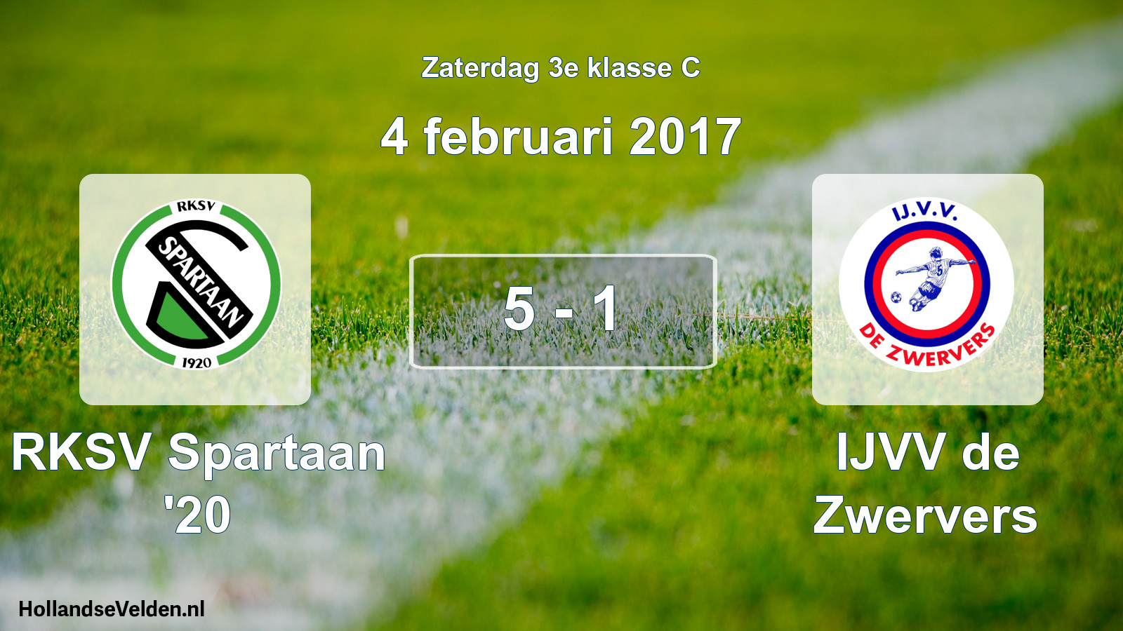Total number of matches played: RKSV Spartaan '20 - IJVV de Zwervers 5 - 1 (4 February 2017)