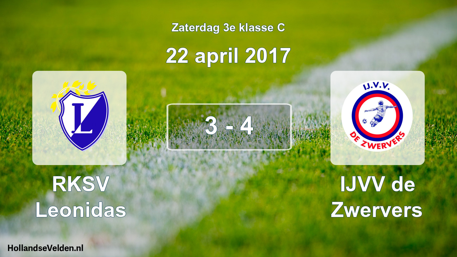 Total number of matches played: RKSV Leonidas - IJVV de Zwervers 3 - 4 (22 April 2017)