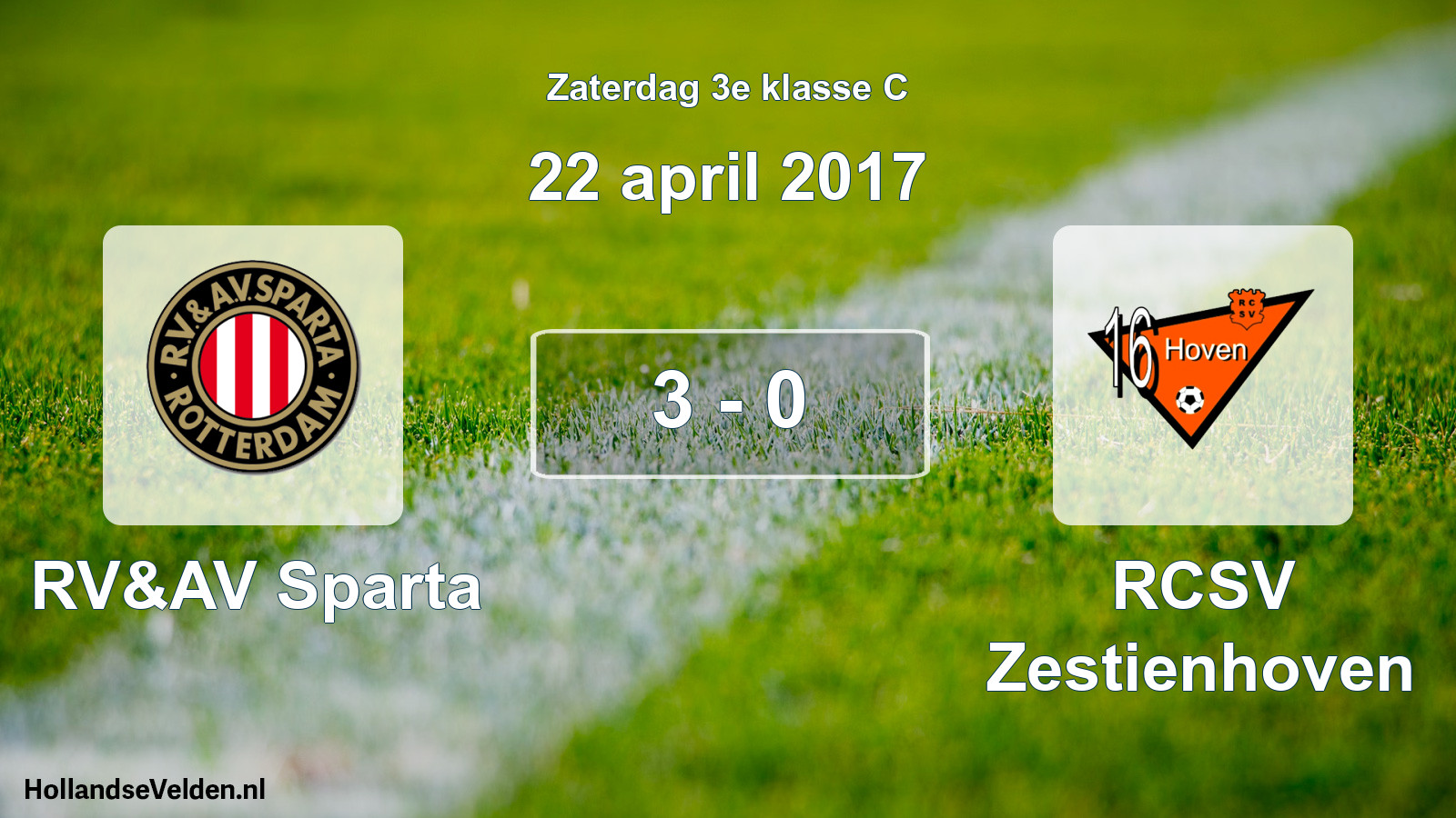 Total number of matches played: RV&AV Sparta - RCSV Zestienhoven 3 - 0 (22 April 2017)