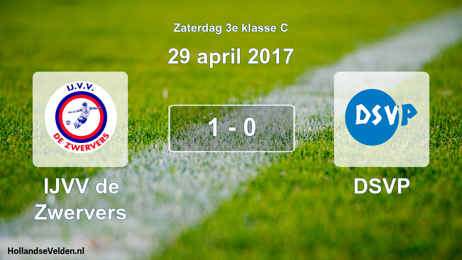 Total number of matches played: IJVV de Zwervers - DSVP 1 - 0 (29 April 2017)
