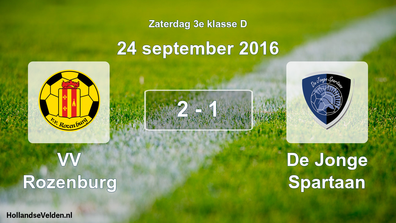 Total number of matches played: VV Rozenburg - De Jonge Spartaan 2 - 1 (24 September 2016)